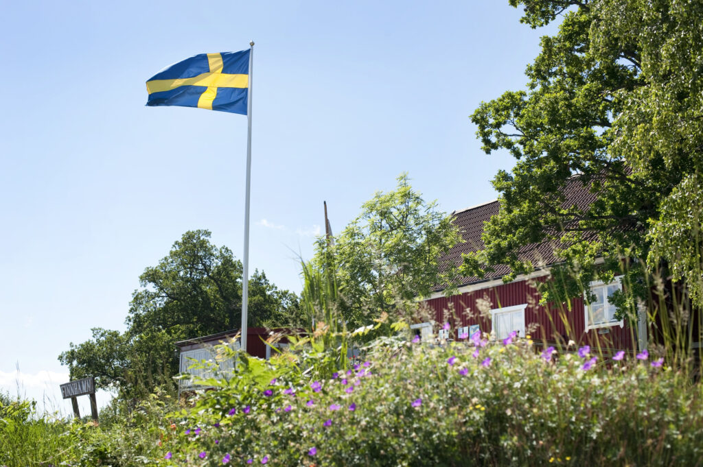 Zweden huis met vlag